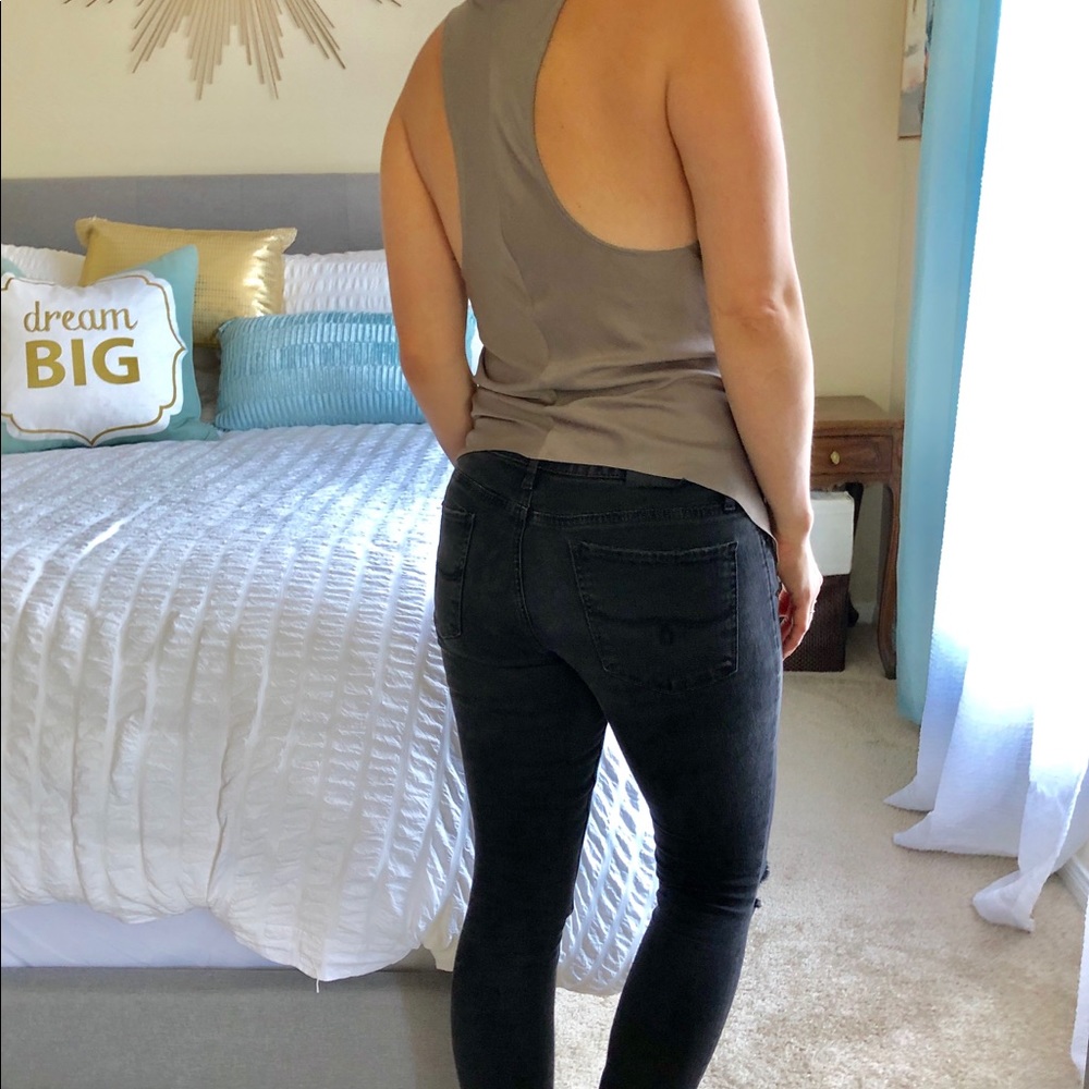 Helmut Lang Modele Taupe Drape Top Blouse M - Picture 2 of 2